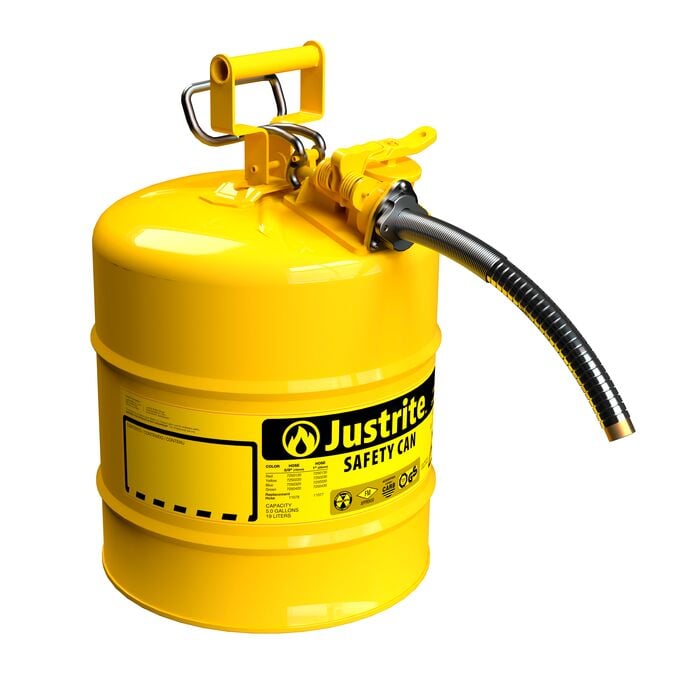 5 Gallon, 1" Metal Hose, Steel Safety Can for Diesel, Type II, AccuFlow&trade;, Yellow - 7250230
