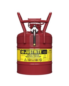 5 Gallon, 5/8" Metal Hose, Roll Bars, DOT Transport Steel Safety Can for Flammables, Type II, Accuflow™, Red - 7350110 5 Gallon, 5/8" Metal Hose, Roll Bars, DOT Transport Steel Safety Can for Flammables, Type II, Accuflow™, Red - 7350110