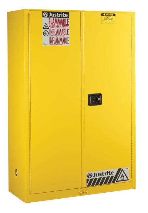 45 Gallon, 2 Shelves, 2 Doors, Self Close, Flammable Cabinet, Sure-Grip&reg; EX, Yellow - 894520