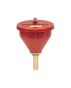 Steel Drum Funnel for Flammables, 6" Flame Arrester, Self-Closing Cover, 2" Bung, Red - 08207 Steel Drum Funnel for Flammables, 6" Flame Arrester, Self-Closing Cover, 2" Bung, Red - 08207
