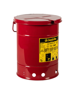 6 Gallon, Oily Waste Can, Hand-Operated Cover, Red - 09110 6 Gallon, Oily Waste Can, Hand-Operated Cover, Red - 09110