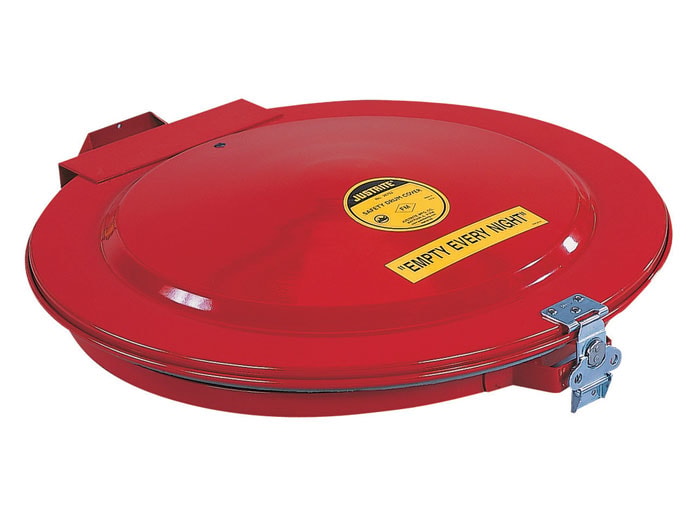 Drum Cover With Vent and Gasket for 55 Gallon Drum, Manual-Latching, Steel, Red - 26752
