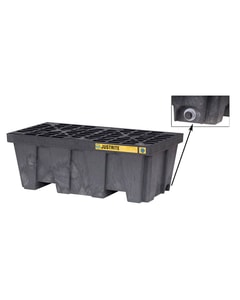 2 Drum Plastic Pallet, In-Line, With Drain, EcoPolyBlend™, Black - 28625 2 Drum Plastic Pallet, In-Line, With Drain, EcoPolyBlend™, Black - 28625