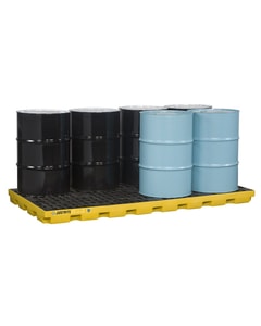 8 Drum Accumulation Center, 98 Gallon Spill Capacity, EcoPolyBlend™, No Drain, Yellow - 28660 8 Drum Accumulation Center, 98 Gallon Spill Capacity, EcoPolyBlend™, No Drain, Yellow - 28660