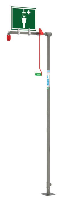 Floor Mount, Hughes Drench Shower, Stainless Steel Pipe - 18GS