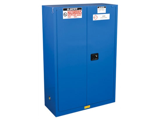 45 Gallon, 2 Shelf, 2 Doors, Self Close, Hazardous Material Cabinet, Sure-Grip&reg; EX, Royal Blue - 864528
