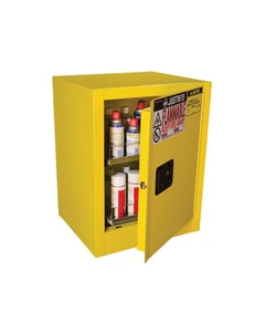 1 Door, Manual Close, 2 Drawers, 24 Can Benchtop Flammable Cabinet, Sure-Grip® EX, Yellow - 890500 1 Door, Manual Close, 2 Drawers, 24 Can Benchtop Flammable Cabinet, Sure-Grip® EX, Yellow - 890500