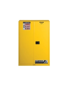 45 Gallon, 2 Shelves, 2 Doors, Manual Close, Flammable Cabinet, Sure-Grip® EX, Yellow - 894500 45 Gallon, 2 Shelves, 2 Doors, Manual Close, Flammable Cabinet, Sure-Grip® EX, Yellow - 894500