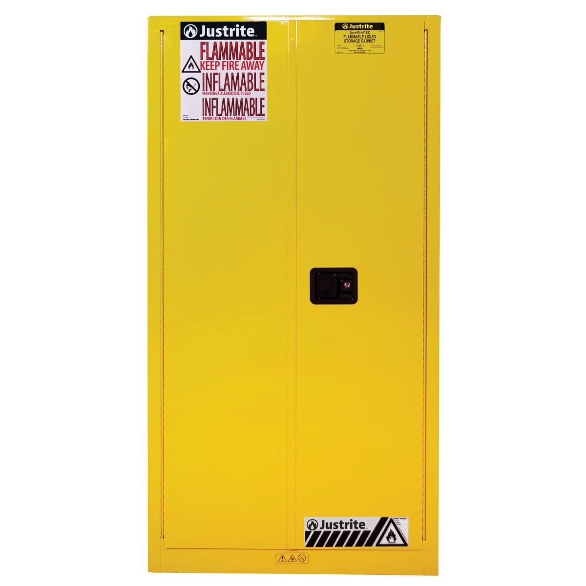 60 Gallon, 2 Shelves, 2 Doors, Self Close, Flammable Cabinet, Sure-Grip&reg; EX, Yellow - 896020