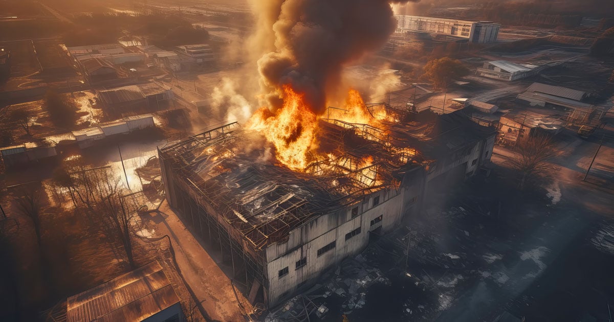 A large blaze from lithium ion battery fires