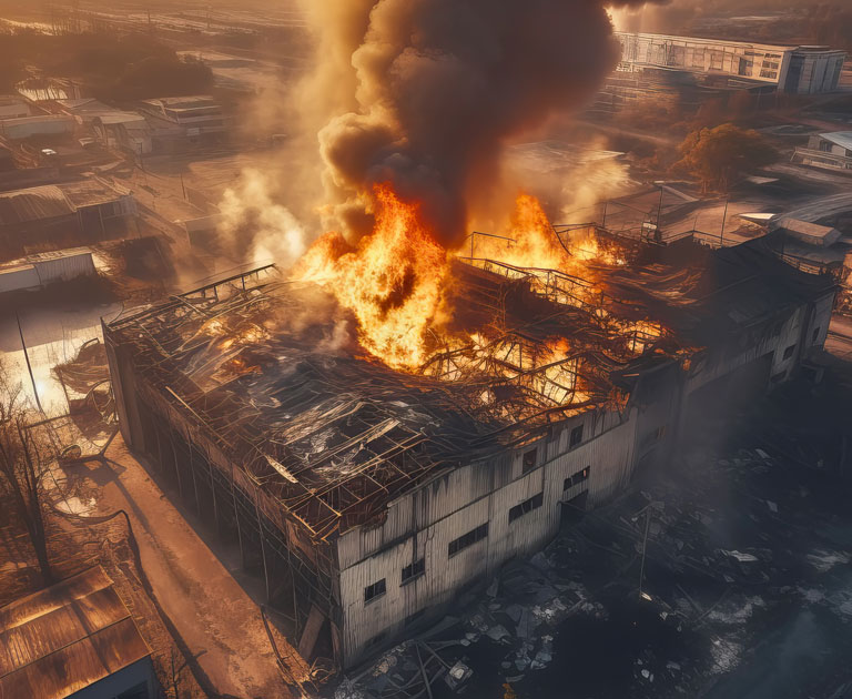 A large blaze from lithium ion battery fires
