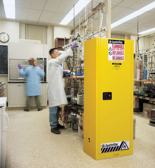 Proper chemical storage in flammable safety cabinets